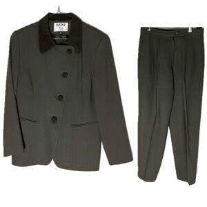 Kasper A.S.L Petite Wool Suit Blazer and Pants Women’s Size 10P Olive Green